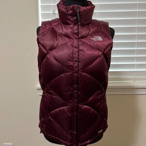 Women's North Face 550 Burgundy Puffer Vest, Size S